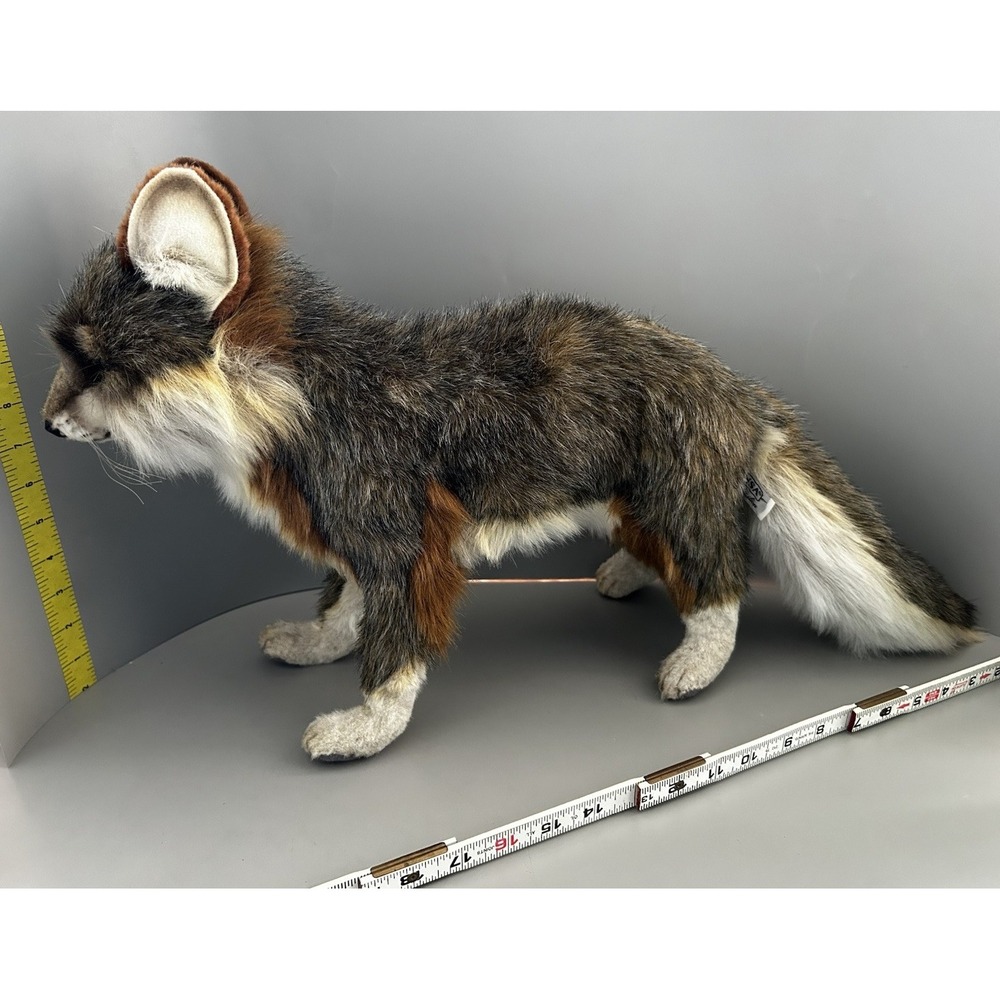Hansa Realistic Standing Grey Fox Stuffed Animal Plush Gorgeous! 24" Long - 2015